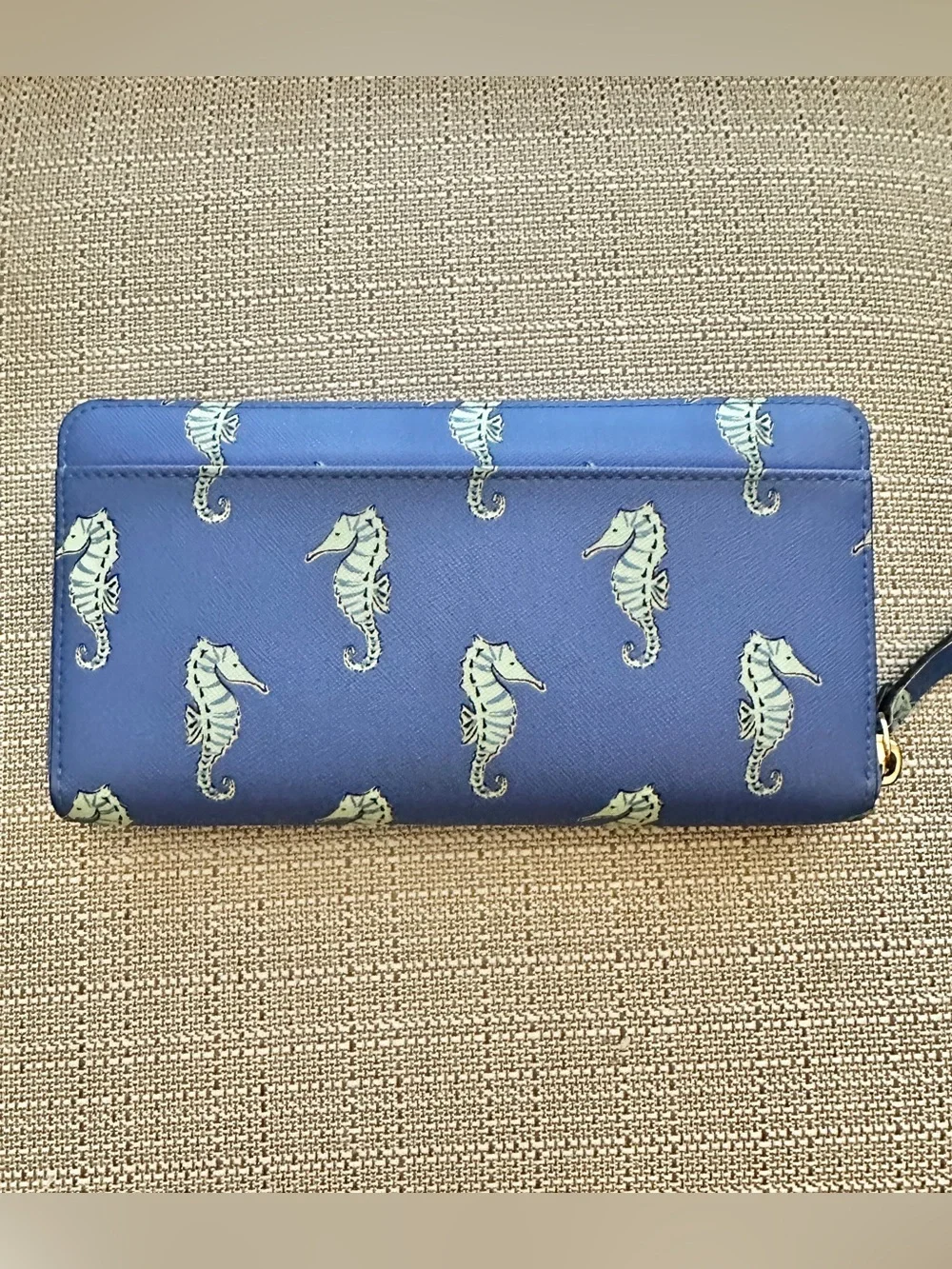 Kate Spade Blue Seahorse Print Wallet